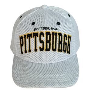 Pittsburgh City Hunter Hat Cap Spellout White Black Yellow Strapback Baseball